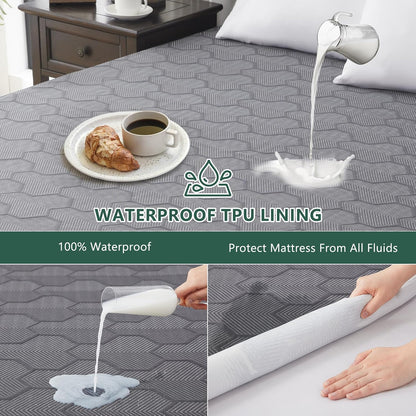 Skiennix Twin Size Waterproof Mattress Protector - Breathable 3D Air Fabric, Deep Pocket, Grey
