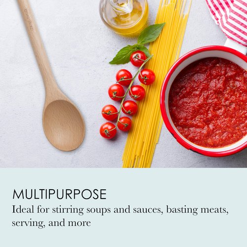 Chicago Metallic Beechwood Spoon Ideal for Stirring Soups and Sauces, Features Hang Hole for Convenient Storage, 2.36x0.79x13.98 Inch