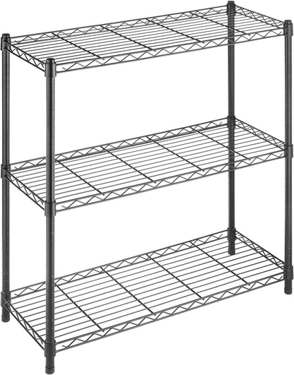 Whitmor 3 Tier Shelving Unit - Heavy Duty Metal Storage Shelves | 400 lbs Capacity Per Shelf, Adjustable, Black, 36"L x 14"W x 36"H