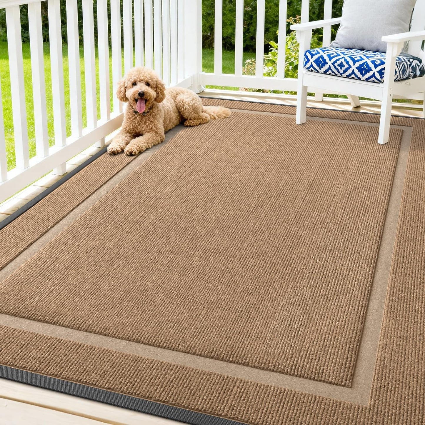 OLANLY Waterproof Front Door Mat - All-Season, Sturdy Natural Rubber, Easy Clean | 71x47, Light Brown