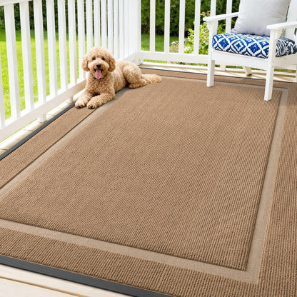 OLANLY Waterproof Front Door Mat - All-Season, Sturdy Natural Rubber, Easy Clean | 71x47, Light Brown