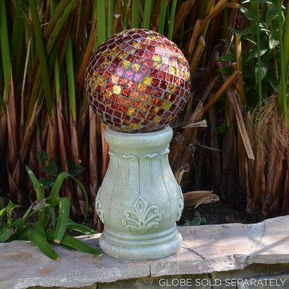 Alpine Corporation 12" Tall Roman Column Gazing Globe Display Stand - Indoor/Outdoor Use