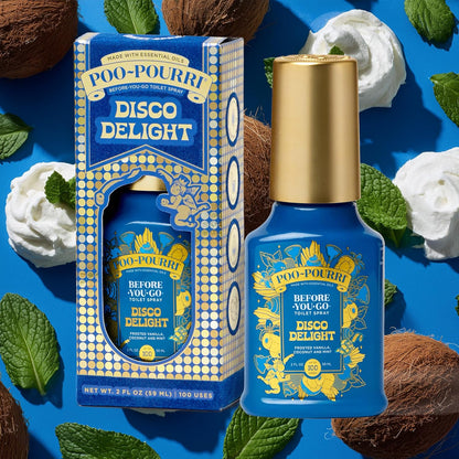 Poo-Pourri Before-You-Go Toilet Spray - Disco Delight, 2 Fl Oz | Frosted Vanilla, Coconut & Mint