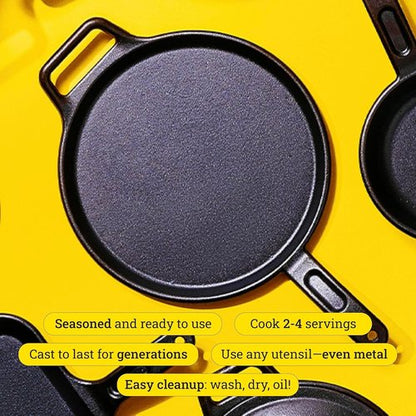 Lodge BOLD 12 Inch Cast Iron Griddle - Seasoned Design-Forward Cookware for Perfect Cooking