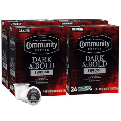 Community Coffee Dark & Bold Espresso Roast Pods - 96 Count for Keurig 2.0 | Rich Flavor & Convenience