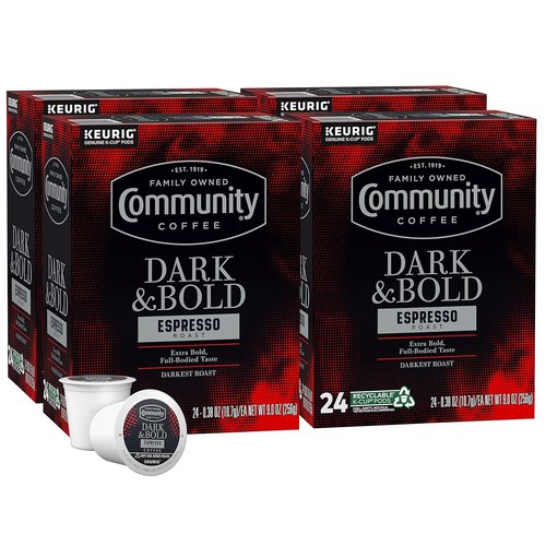 Community Coffee Dark & Bold Espresso Roast Pods - 96 Count for Keurig 2.0 | Rich Flavor & Convenience