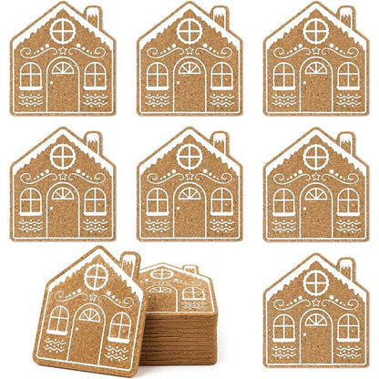 Dingion Absorbent Coasters with Cork Base - Gingerbread House (12 Pcs) Variation of THIS listing