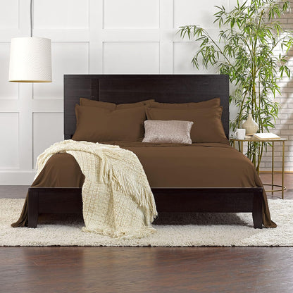 Pure Bamboo Split King Sheets - 100% Organic Viscose Bed Sheet Set, Soft & Cooling, 2 Fitted Sheets (Coconut Husk)