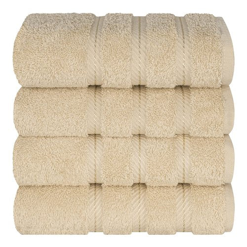 American Soft Linen Luxury Hand Towels for Bathroom, 600 GSM Heawy Weight 16x28 Size 100% Cotton Turkish 4 Piece Hand Face Towel Set, Beige Hand Towels