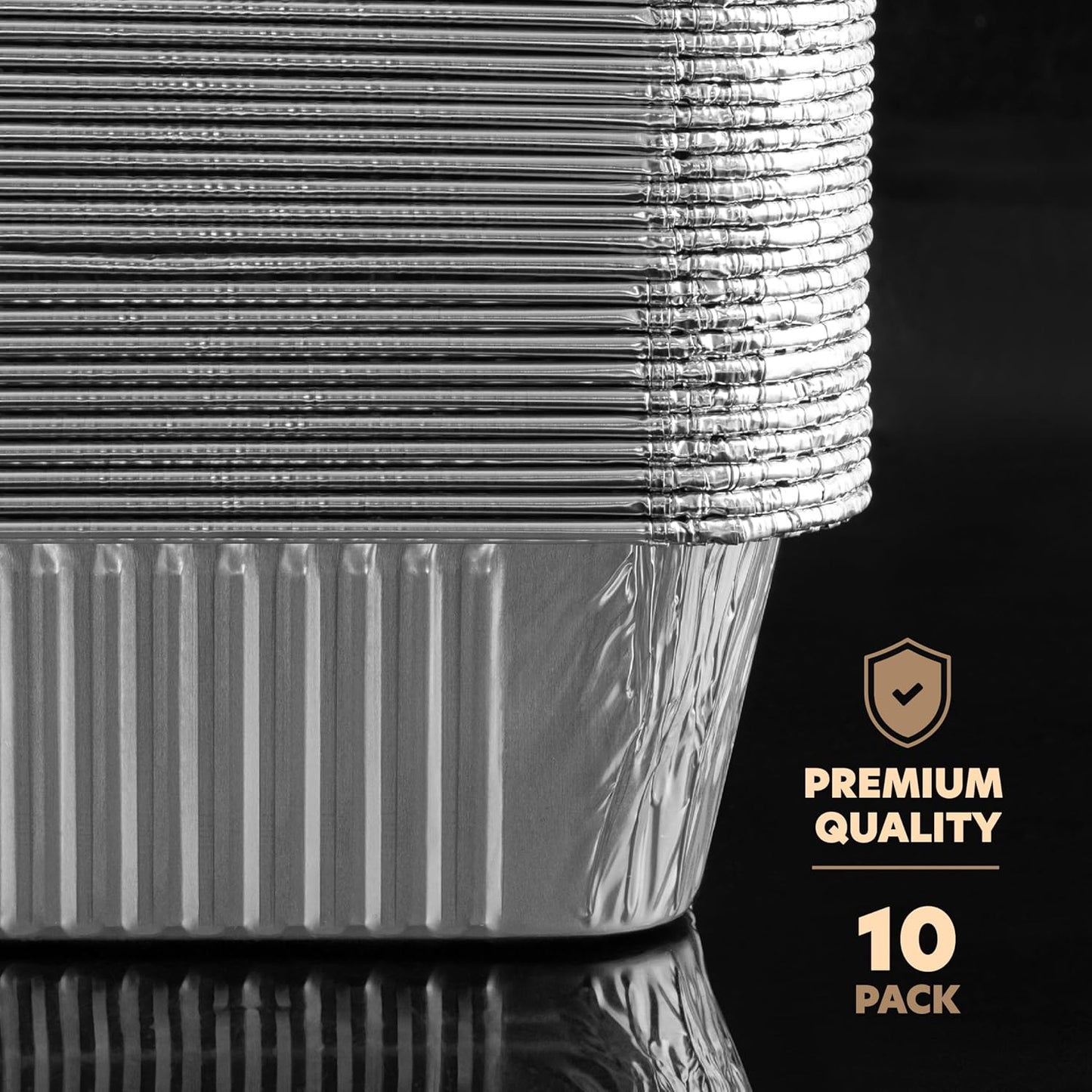 PlasticPro Aluminum Pans - 10 Pack Heavy-Duty 12.5'' x 9'' Disposable Foil Pans with Covers for Baking