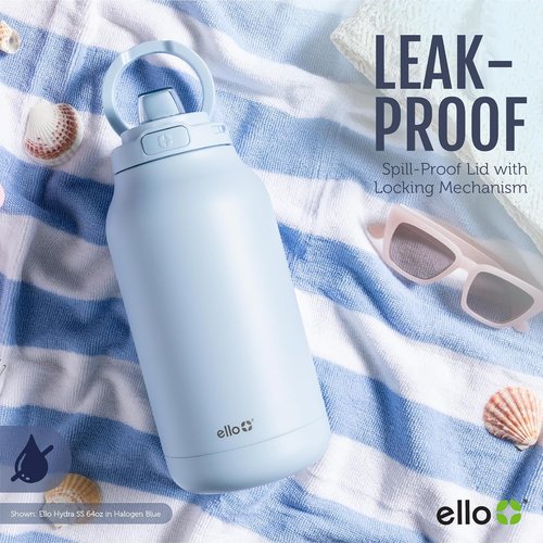 Ello Hydra 64oz Half Gallon Vacuum Insulated Stainless Steel Jug - Locking Lid for Easy Transport