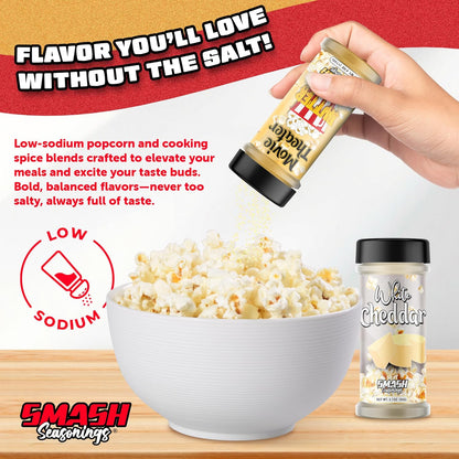 White Cheddar & Movie Theater Butter Popcorn Seasoning Shaker - Double Flavor Blend for Snacks | 2 Pack