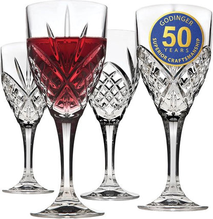 Godinger Dublin Wine Glasses - Elegant Stemmed Goblets | 10oz Set of 4 for Stylish Entertaining