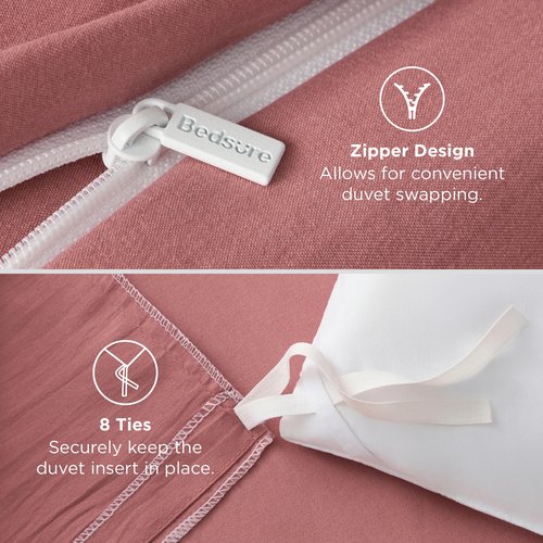 Bedsure Pink Clay Duvet Cover Twin/Twin XL Size - 2 Pieces Prewashed Polyester Extra Soft Bedding Set, Includes 1 Twin Duvet Cover 68''x90'' with Zipper Closure & 1 Pillow Sham, No Comforter