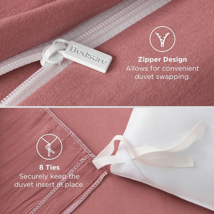 Bedsure Pink Clay Duvet Cover Twin/Twin XL Size - 2 Pieces Prewashed Polyester Extra Soft Bedding Set, Includes 1 Twin Duvet Cover 68''x90'' with Zipper Closure & 1 Pillow Sham, No Comforter