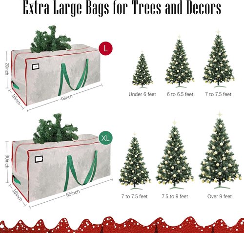 Cosy Family Christmas Tree Storage Bag - Durable Extra Large 7.5 ft Heavy Duty Xmas Bag with Reinforced Handles & Dual Zippers