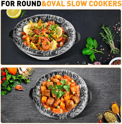 Skiennix Slow Cooker Liners - 40 Pack Disposable Cooking Bags for 3-8 Quart Pots | BPA Free, Large 13"x21" Size