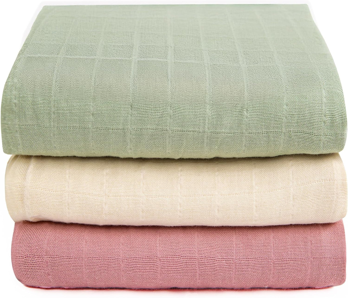Skiennix Organic Muslin Swaddle Blankets - 100% Cotton, Soft & Breathable Baby Wraps | 3-Pack, 47 x 47 Inches