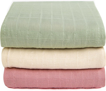 Skiennix Organic Muslin Swaddle Blankets - 100% Cotton, Soft & Breathable Baby Wraps | 3-Pack, 47 x 47 Inches