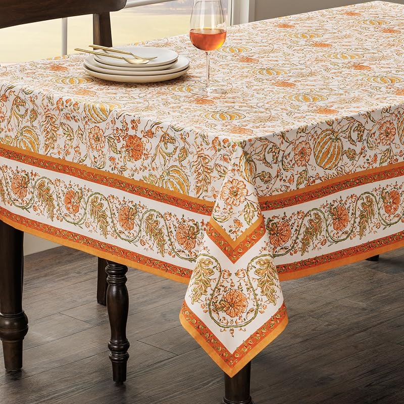 Pumpkin Spice 60" x 120" Rectangular Cotton Tablecloth - 100% Cotton, Maison d'Hermine (Variation 007)