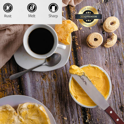 Skiennix Straight Icing Spatula Set - Stainless Steel Cake Decorating Tools | 6-Piece with Wooden Handles