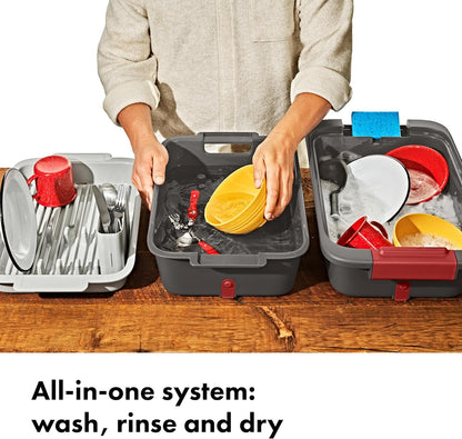 OXO Outdoor Wash, Dry & Stow System - Compact & Efficient Cleaning Solution for Camping | Portable Design
