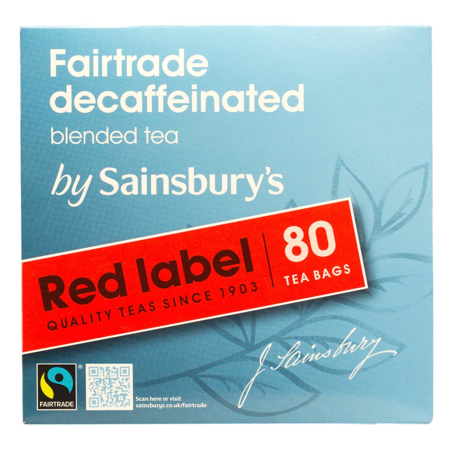 Sainsbury's Decaf Red Label Black Tea 80 Teabags Fairtrade Tea from England