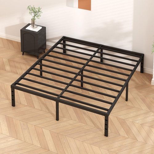 HLIPHA Metal Platform Bed Frame 18 Inch Tall,No Box Spring Needed,King Size Bed with Heavy Duty Strong Support Slats,Easy to Assemble,Black