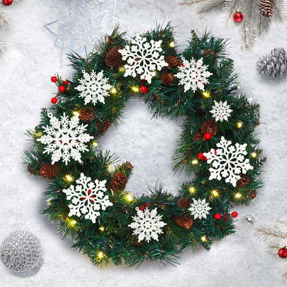 Skiennix Christmas Snowflake Decorations - 36pcs White Flocked Ornaments for Holiday Home Decor