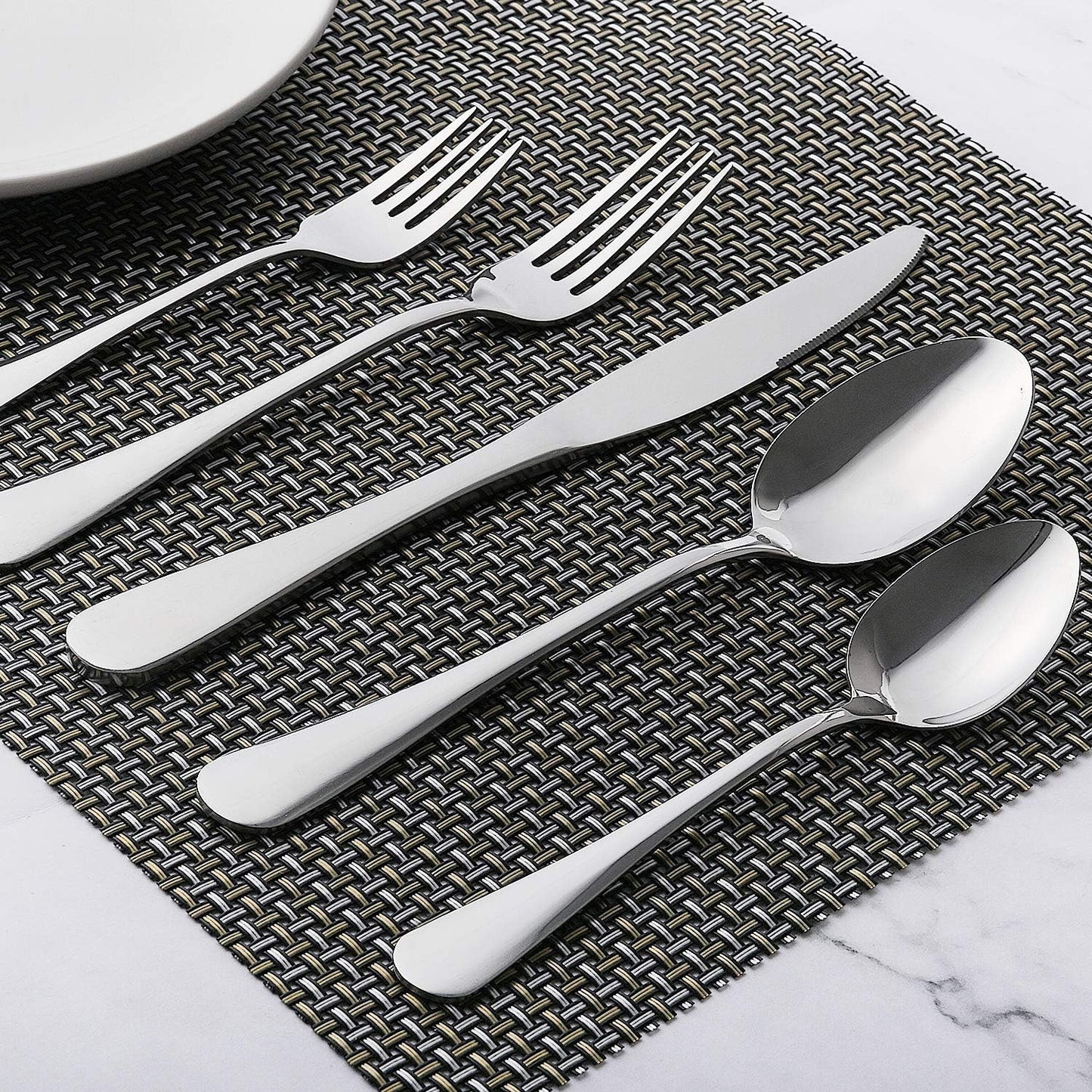 Regine Switzerland 40-Piece Stainless Steel Silverware Set - Service for 8 | Dishwasher Safe, Mirror Polished