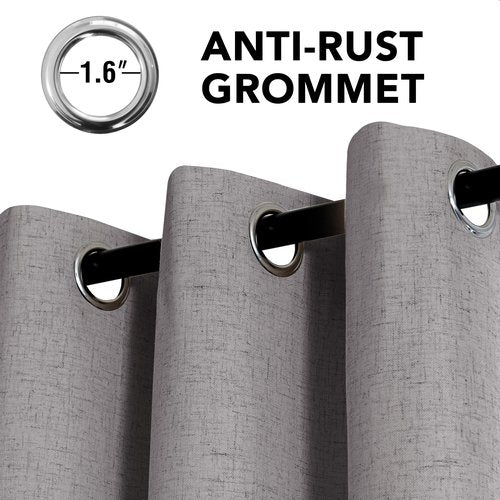 H.VERSAILTEX Linen Curtains 100% Blackout Curtains for Bedroom 96 inch Long Full Light Blocking Nature Linen Blended Window Curtains for Living Room Nickel Grommet (2 Panels, Heathered Dove)