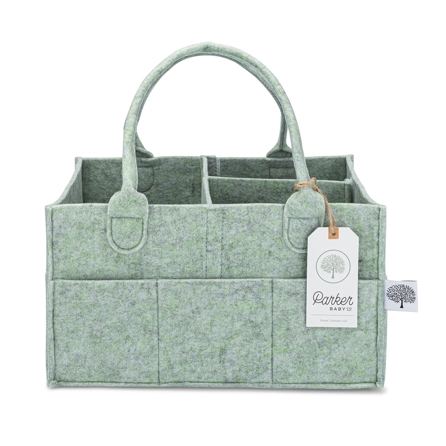 Parker Baby Diaper Caddy - Versatile Nursery Storage Bin & Car Organizer for Diapers - Sage Green
