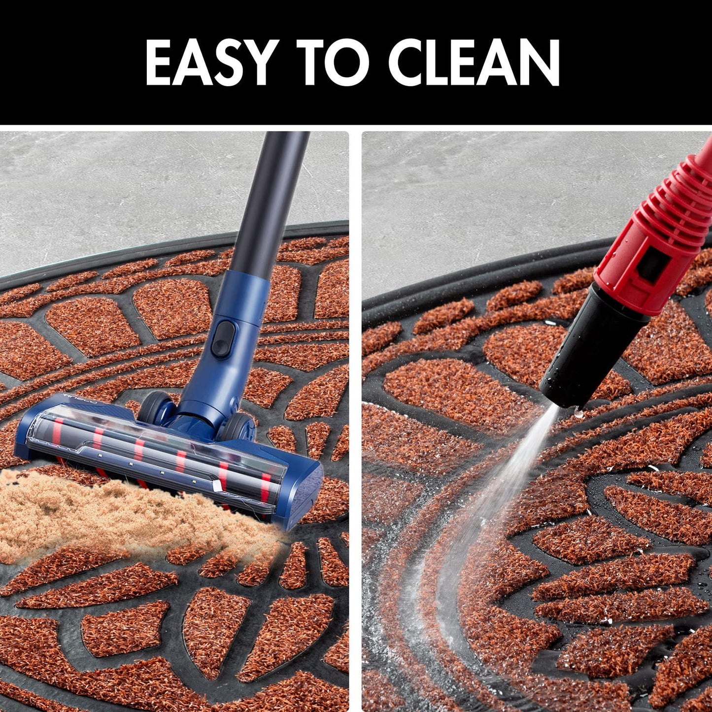 Mibao Half Round Door Mat, Non-Slip Welcome Entrance Way Mat, Durable Rubber Door Mats, Low-Profile Heavy Duty Doormat, Half Circle Mats for Garage, Patio, High Traffic Areas, 24" x 36", Maroon