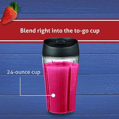Oster Pro 1200 Blender - Smoothie Maker with Glass Jar & 24oz To-Go Cup | 7 Speeds, 1200W Power, Brushed Nickel