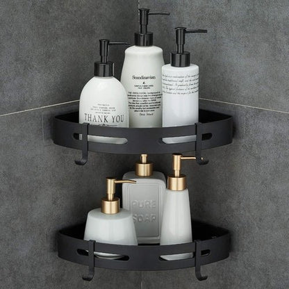Hoomtaook Adhesive Corner Shelf - 2-Tier Bathroom Shower Caddy Organizer | No Drilling, Space-Saving Design