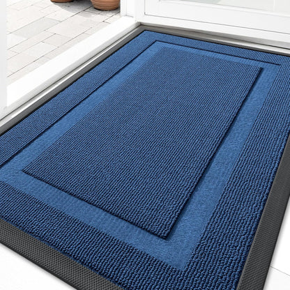 OLANLY Indoor Outdoor Front Door Mat - Waterproof All-Season Doormat, Easy Clean, 29.5x17, Navy Blue