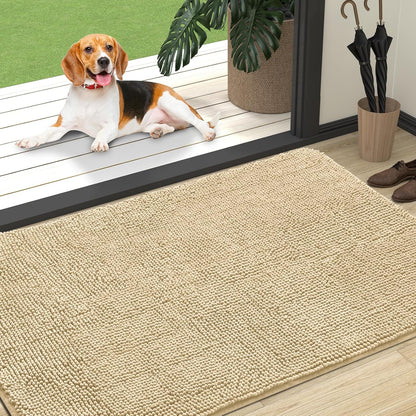 OLANLY Dog Door Mat - Absorbent Non-Slip Chenille Mat for Muddy Paws | 47x32, Quick Dry Indoor Carpet