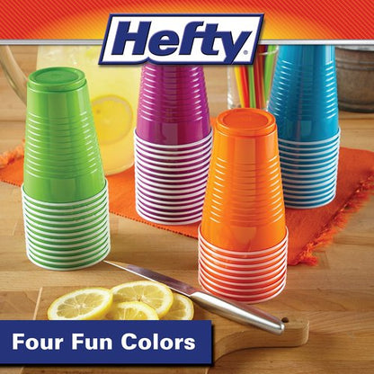 Hefty Plastic Cups, 16 Ounce, Disposable | 100 Count | Pack of 2 | Party | Assorted