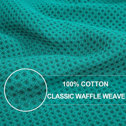 Homaxy 100% Cotton Waffle Weave Kitchen Dish Towels - Ultra Soft & Absorbent | 13 x 28 Inches, 4-Pack, Teal