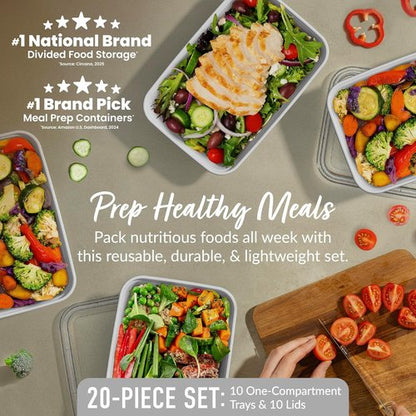 Bentgo 20-Piece BPA-Free Reusable Containers - Lightweight, Durable & Microwave Safe - White