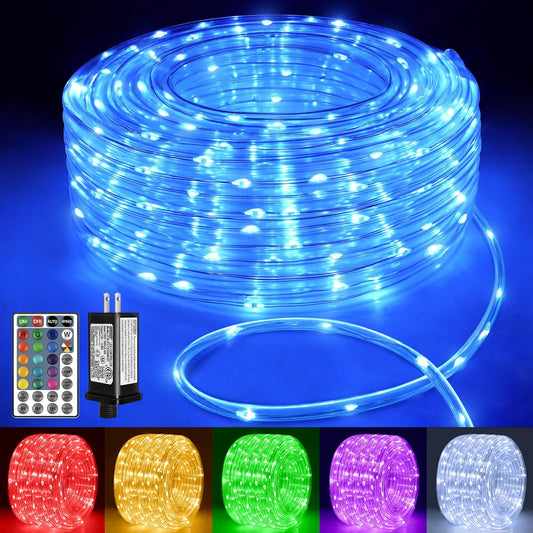 Ollny Outdoor Rope Lights - 66FT Color Changing LED String Lights with Remote - Waterproof for Holiday Decor