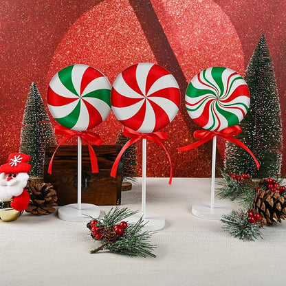 6-Piece Wooden Christmas Candy Cane Sign Set – Farmhouse Tiered Tray Topper Decor