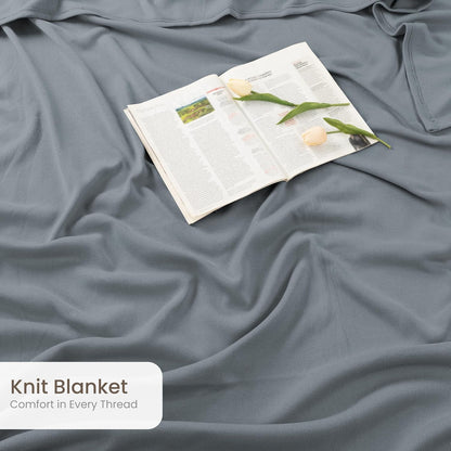 Utopia Bedding Knit Blanket - Soft Lightweight Jersey | Queen Size (90x90 Inches) in Grey