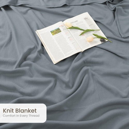 Utopia Bedding Knit Blanket Queen Size (90x90 Inches, Grey) Soft Lightweight Jersey Breathable Sweatshirt Blanket for Bed,Couch & Sofa