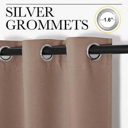 NICETOWN Light Reducing Grommet Curtains - Soft Triple Woven Drapes for Living Room | 2 Panels, W42 x L95, Cappuccino