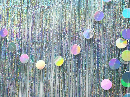 GREATRIL Iridescent Party Dots Garland - Round Shape Decoration for Birthdays & Anniversaries - 4 Strings
