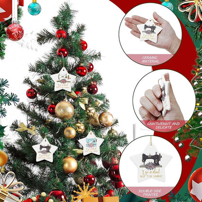 Sieral 3-Piece Ceramic Sewing Machine Ornament Star – Christmas Tree Decorations