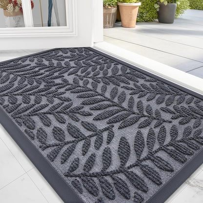 OLANLY Indoor Outdoor Door Mat - Waterproof All-Weather Doormat | Sturdy Natural Rubber, 29.5x17, Medium Grey