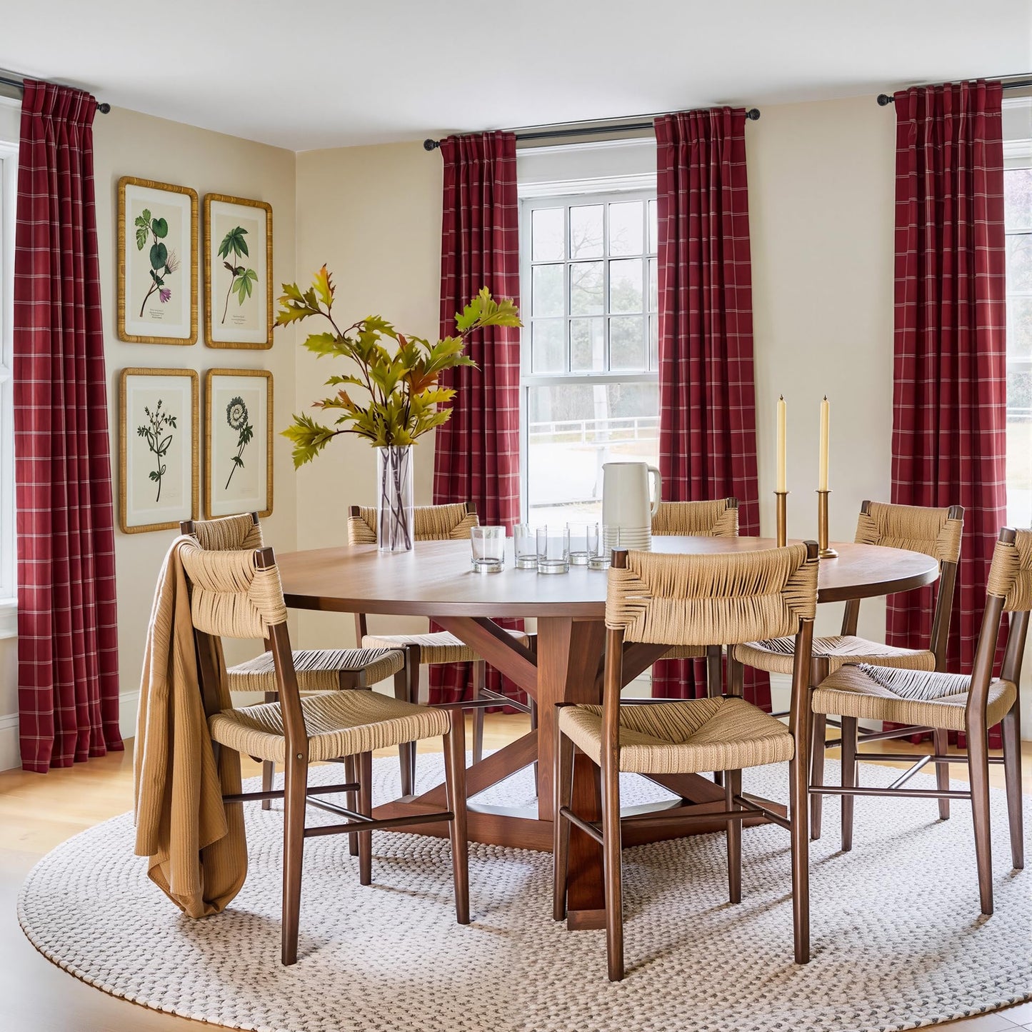 NICETOWN 100% Blackout Red Plaid Farmhouse Curtains 84 Inch Long 2 Panels Set for Living Room Checkered Drapes Thermal Insulated Privacy Protection Rod Pocket Back Tab, 52" W