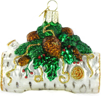 Old World Christmas Yule Log Ornament - Handcrafted Glass Blown Holiday Decoration | Festive Tree Decor